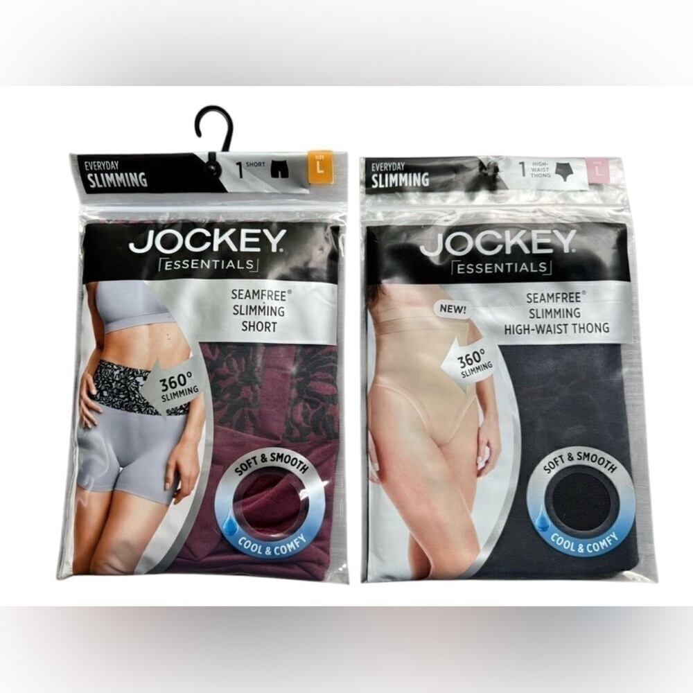 JOCKEY ESSENTIALS NWT women’s maroon and black  seam free slimming shorts and hi